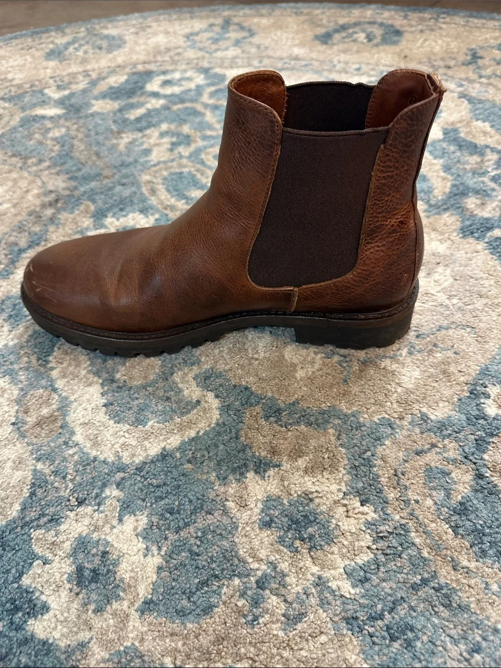 Men's Patina Brown Leather Slip-On Chelsea Boots